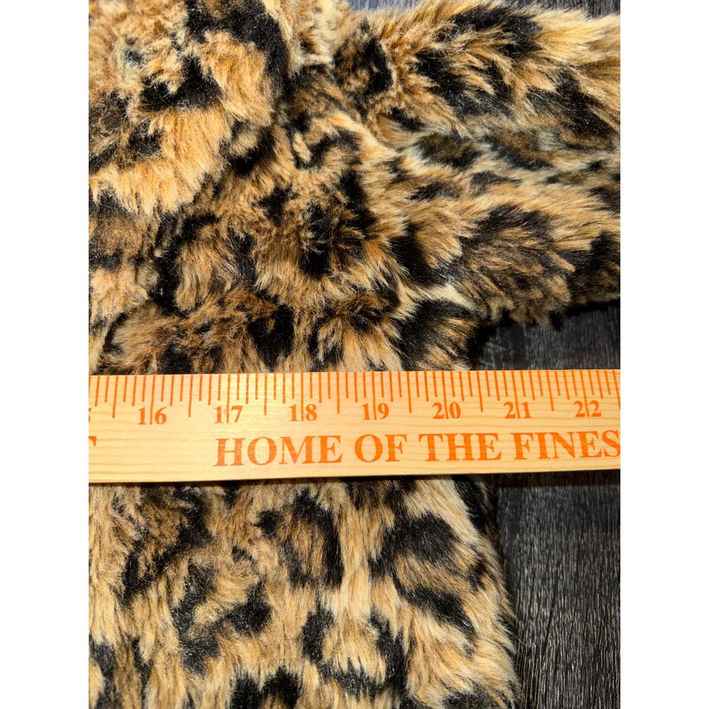 Forever 21 Womens Leopard Print Faux Fur Jacket Brown Tan Black Mob Wife Small S - Picture 6 of 7